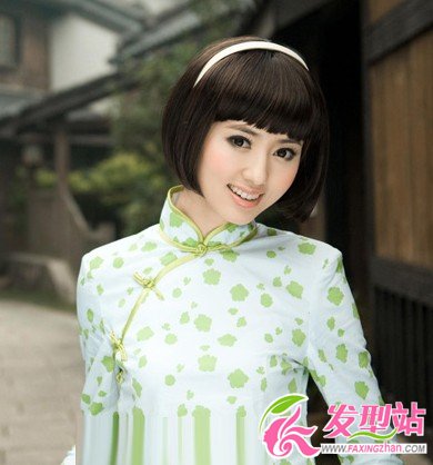 2013流行發(fā)型:波波頭旗袍裝搭配
