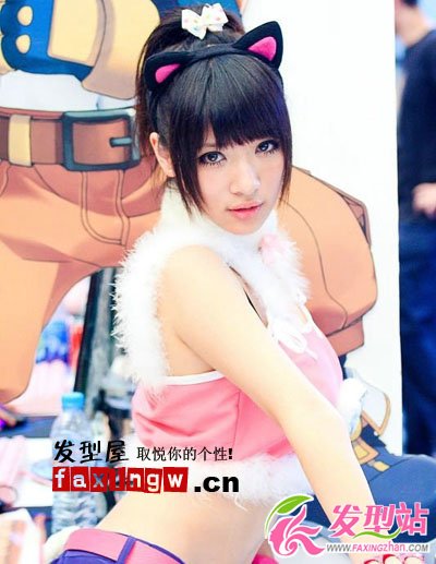 貓耳朵萌妹張?zhí)N儀圖片簡單發(fā)型超可愛