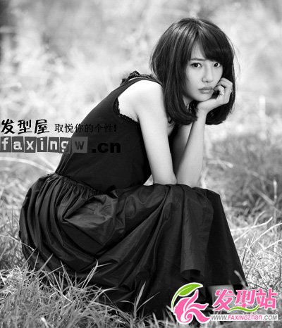 白百何清新黑白寫真 精靈般直發(fā)梨花頭圖片